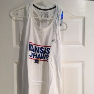 adidas NCAA Kansas Triax Tank Top, White, M
